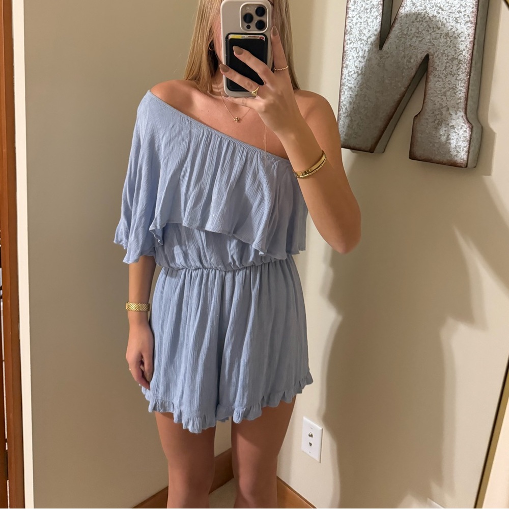 Altar'd State Light Blue Gathered Top